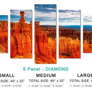 Thor's Hammer, Bryce Canyon, Utah 3 Panel Split, Triptych Canvas Print. Landscape photography for office wall decor, interior design image 6