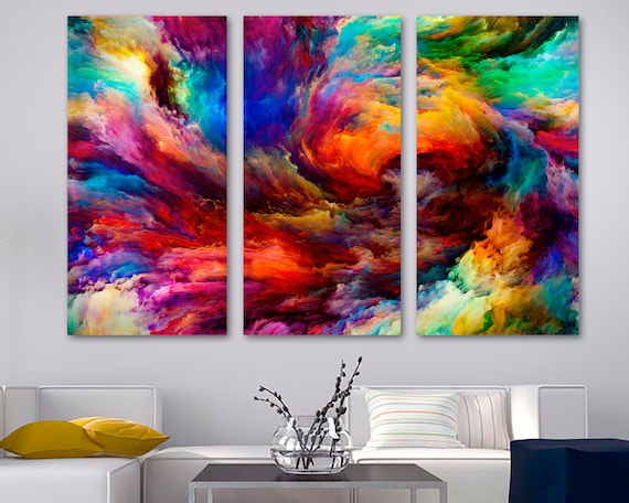 Colorful Abstract Clouds Wall Art Canvas Print Swirling - Etsy
