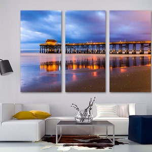 Cocoa Beach, Florida Canvas Print Wall Art. Orlando pier water sunset Giclee Print for home, office wall decor & interior design