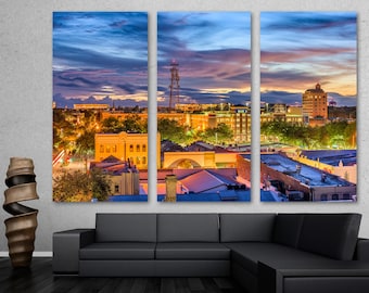 Gainesville, Florida, USA Canvas Print Wall Art - USA cityscape, townscape art at dusk- Giclee home art decor, wall decor, interior design