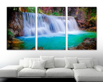 Forest Waterfall Wall Art Canvas Print. Forest Art, Forest scenery, landscape art - Giclee art for home decor, wall decor, interior design