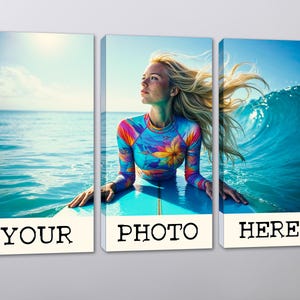 Photo Canvas Multi Piece Print, Canvas prints custom size splits with your photos, Triptych canvas wall art from images, personalized gifts