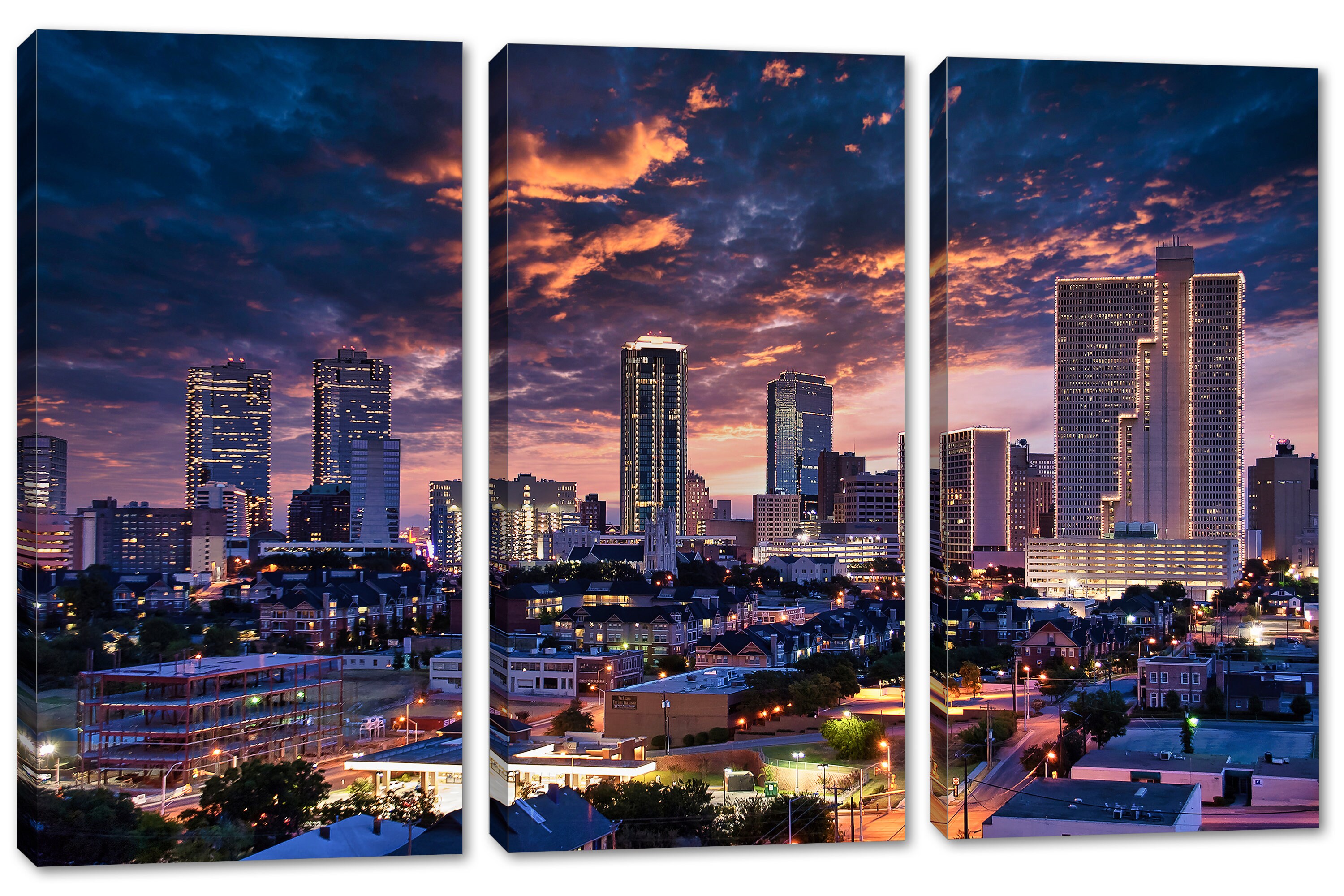 Fort Worth Texas Wall Art Canvas Print at Dusk. Fort Worth Skyline ...