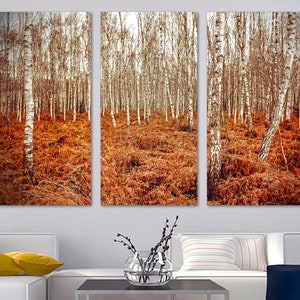 Impression d'art mural automne forêt de bouleaux - Impression de forêt de bouleaux, art mural de bouleau, art mural de forêt - Giclée d'art mural pour bureau à domicile