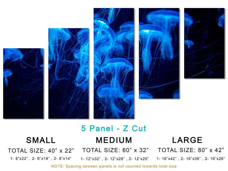 Blue Jellyfish Wall Art Canvas Print. Jellyfish Swarm Group | Etsy