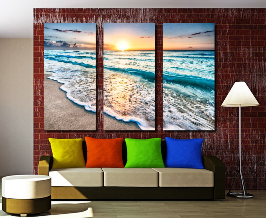 Buy Beach Sunrise Wall Art in Cancun Photo Canvas Print Decor. Online in  India Etsy