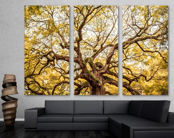Grange Angel Oak Tree Canvas Print Wall Art - Tree Art, curved branches, nature art  - Giclee home art decor, wall decor, interior design
