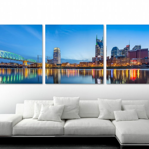 Nashville Skyline Canvas Large Nashville Tennessee Wall Art Etsy