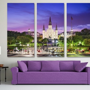 New Orleans, Louisiana  Wall Art Jackson Square st. Louis cathedral Canvas Print. Giclee Print for Wall art decor, interior design.