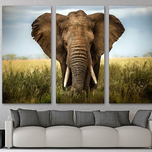 Giant Elephant Wall Art Canvas Print. Elephant Art, Wildlife Photography, Elephant Decor- Giclee home art decor, wall decor, interior design