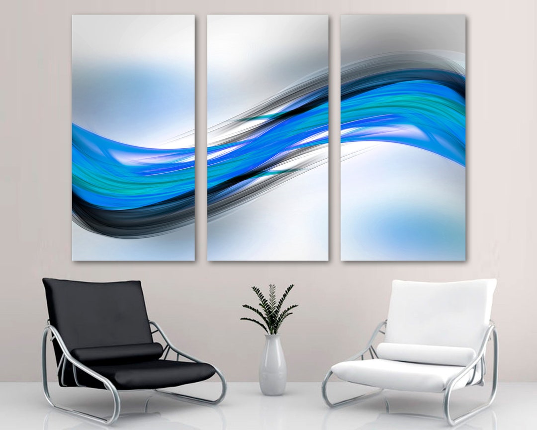 Abstract Art Blue Wave Canvas Print Wall Art. Abstract Wave Print ...