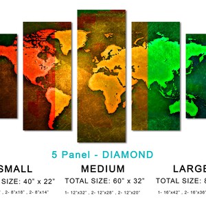 Pop Art World Map Triptych Canvas Print 3 Panel Split. Wall - Etsy