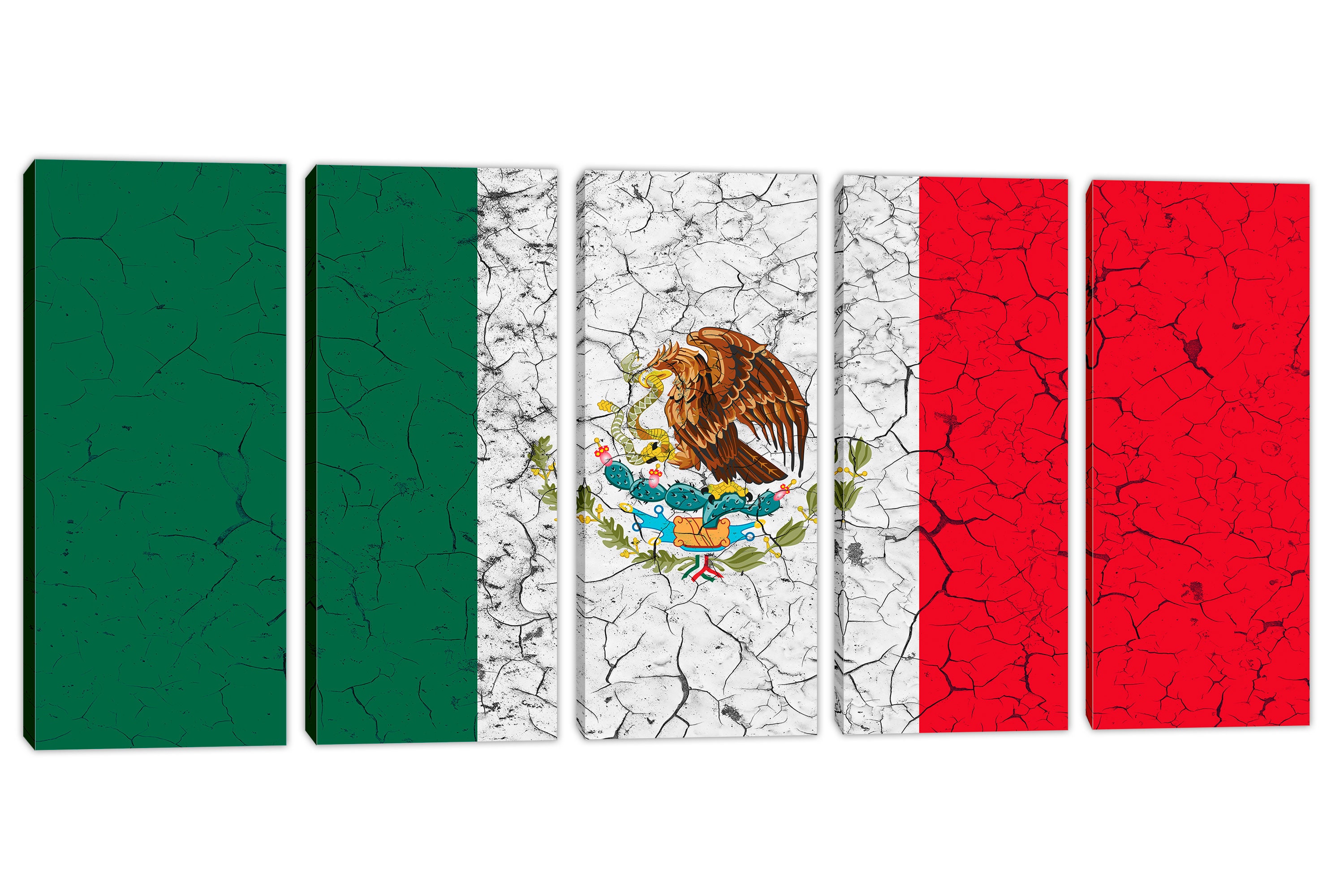 Mexico Flag Canvas Print Wall Art Cracked Effect 3 panel Etsy.de