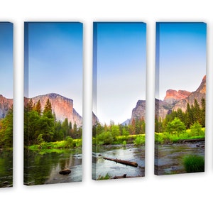 Gates to Valley Canvas Print Large Wall Art Landscape Yosemite National Park Mountains Triptych Giclee Home Office Wall Decor 5 Panel
