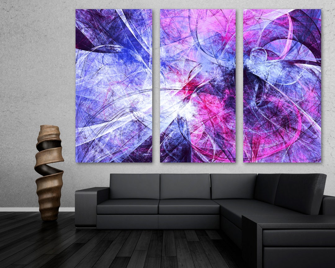 Abstract Color Motion Wall Art Purple Blue Fractal Canvas - Etsy