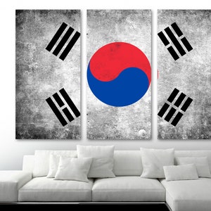 South Korea Country Flag Grunge Canvas Print Wall Art - South Korea Flag Art Giclee Print for home decor, wall decor, interior design