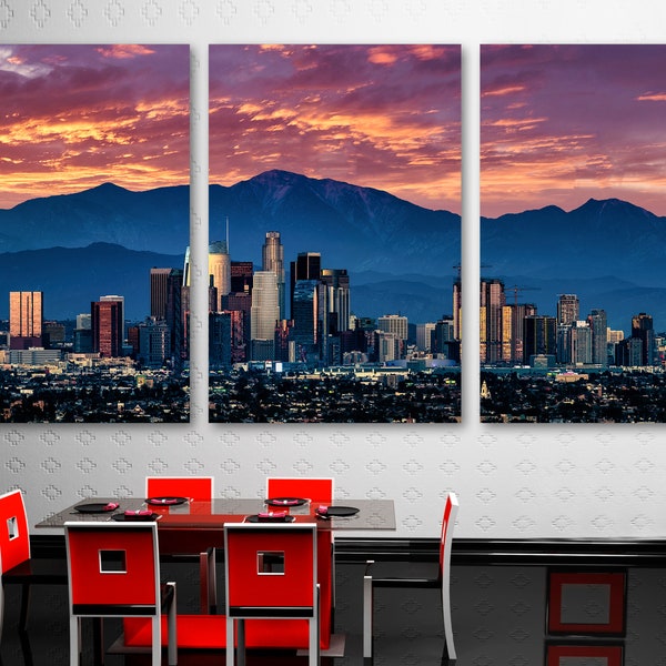Los Angeles Skyline Wall Art Etsy