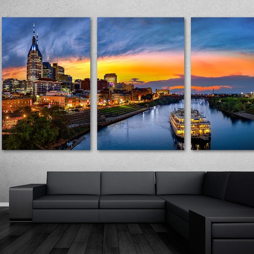 Nashville Skyline Canvas Large Nashville Tennessee Wall Art Etsy