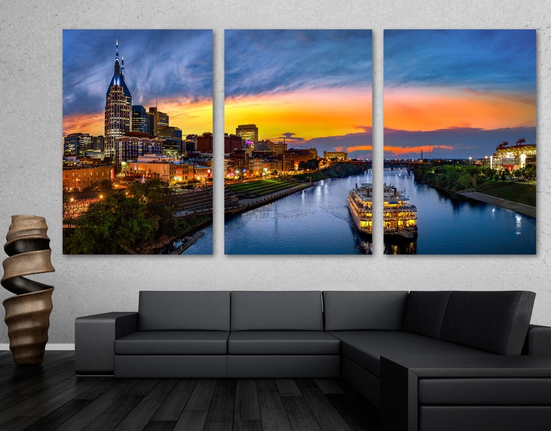 Nashville Tennessee Skyline Wall Art Canvas Print. Nashville Etsy