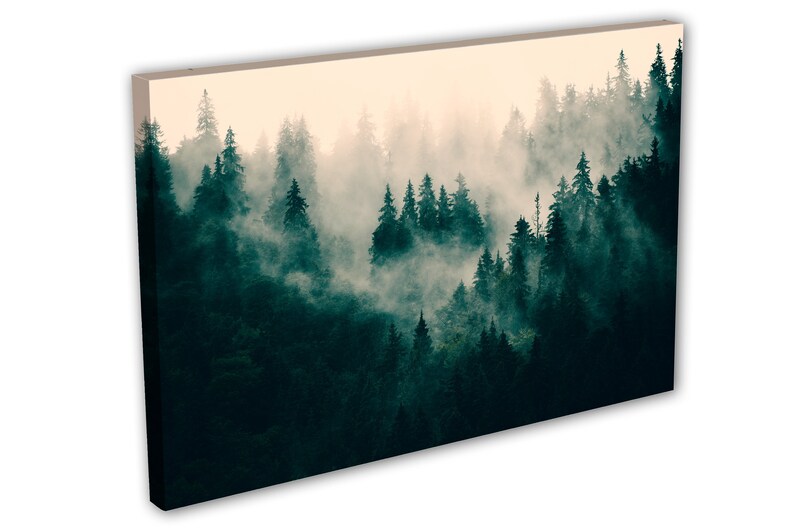 Foggy Forest Wall Art Canvas Print. Dark Misty Forest Pine Forest ...