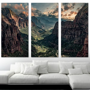 Zion Canvas Print Wall Art dramatic evening skies. Angels Landing view Zion National Park-Giclee home office wall decor