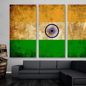 India Country Flag Rustic Grunge Canvas Print Wall Art - India Flag Art Giclee Print for home decor, room decor, wall decor, interior design