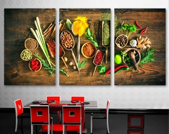 Spices canvas print Kitchen wall decor Cooking gifts Wall Art canvas Herbs and spices, Kitchen wall art - Giclee art home decor, wall decor