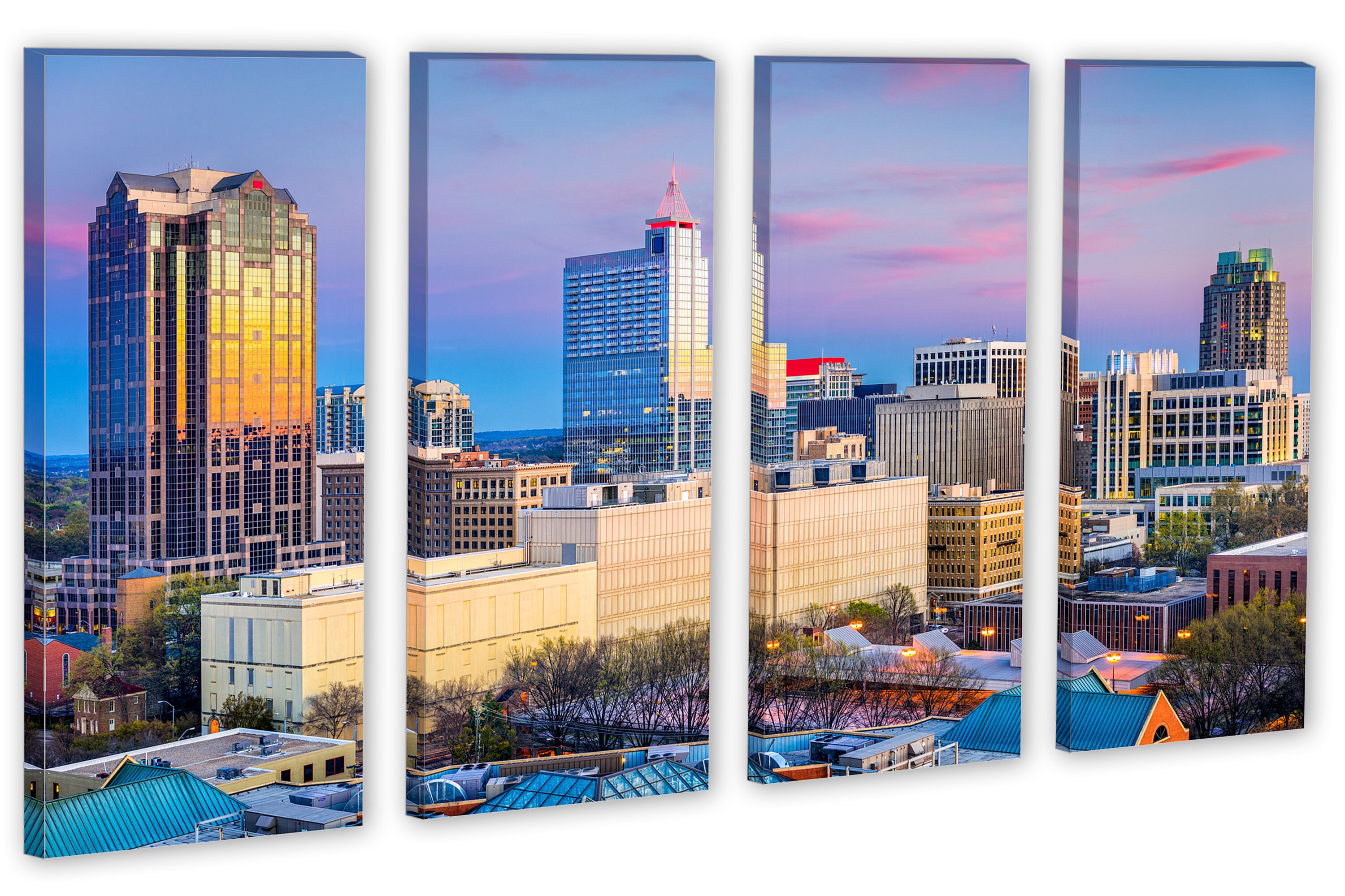 Raleigh Skyline Canvas Wall Art at Dusk, North Carolina City Print for ...
