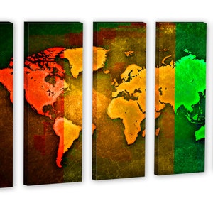 Pop Art World Map Triptych Canvas Print 3 Panel Split. Wall - Etsy