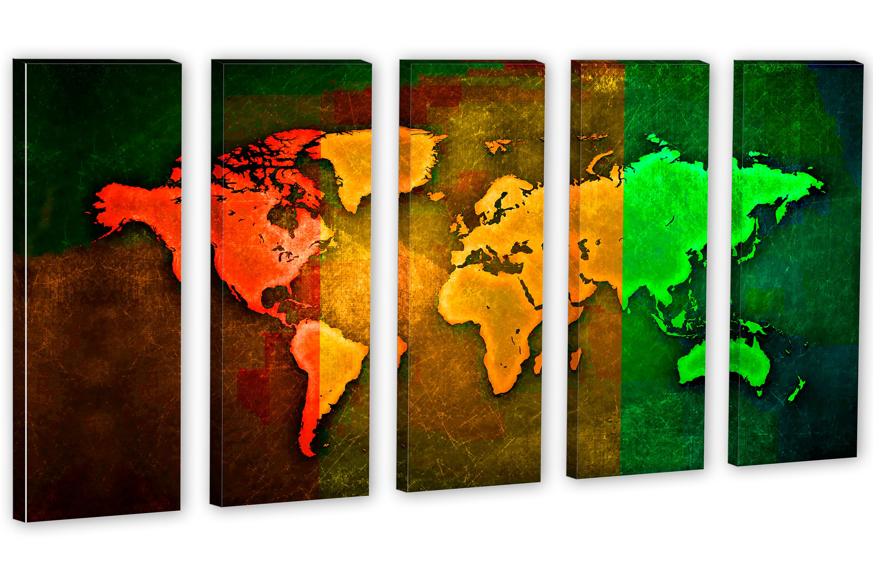 Pop Art World Map Triptych Canvas Print 3 Panel Split. Wall | Etsy