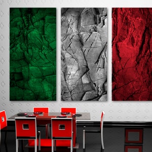 Italy Country Flag Stone Back Canvas Print Wall Art - Italy Flag Art Giclee print for home & room decor, wall decor, interior design