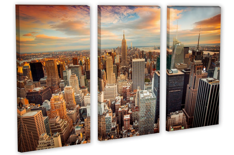 New York City Skyline Canvas Print Triptych 3 Panel Split. Etsy