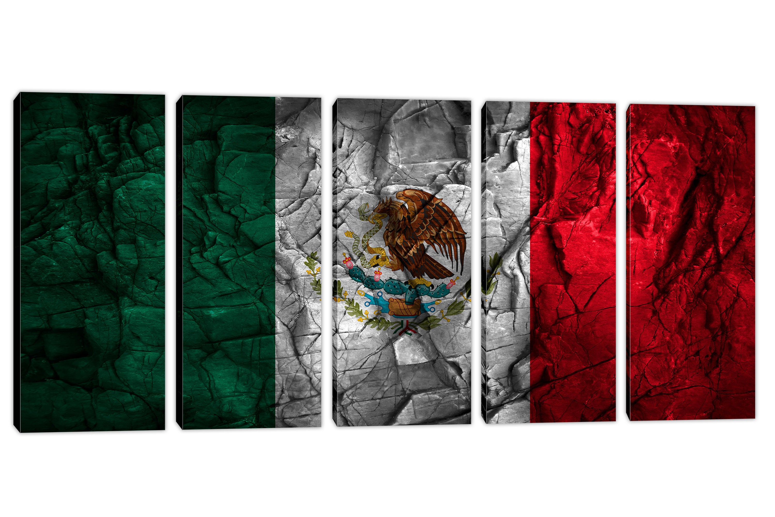 Mexico Flag Canvas Print Wall Art stone back Effect 3 panel Etsy