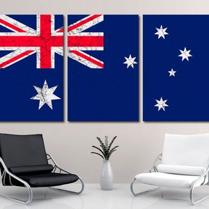 Australia Flag Canvas Print Wall Art Cracked Paint Effect - Australia country flag Giclee print for home decor, interior design