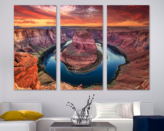Horseshoe Bend Wall Art Canvas Print Red Skies on the - Etsy