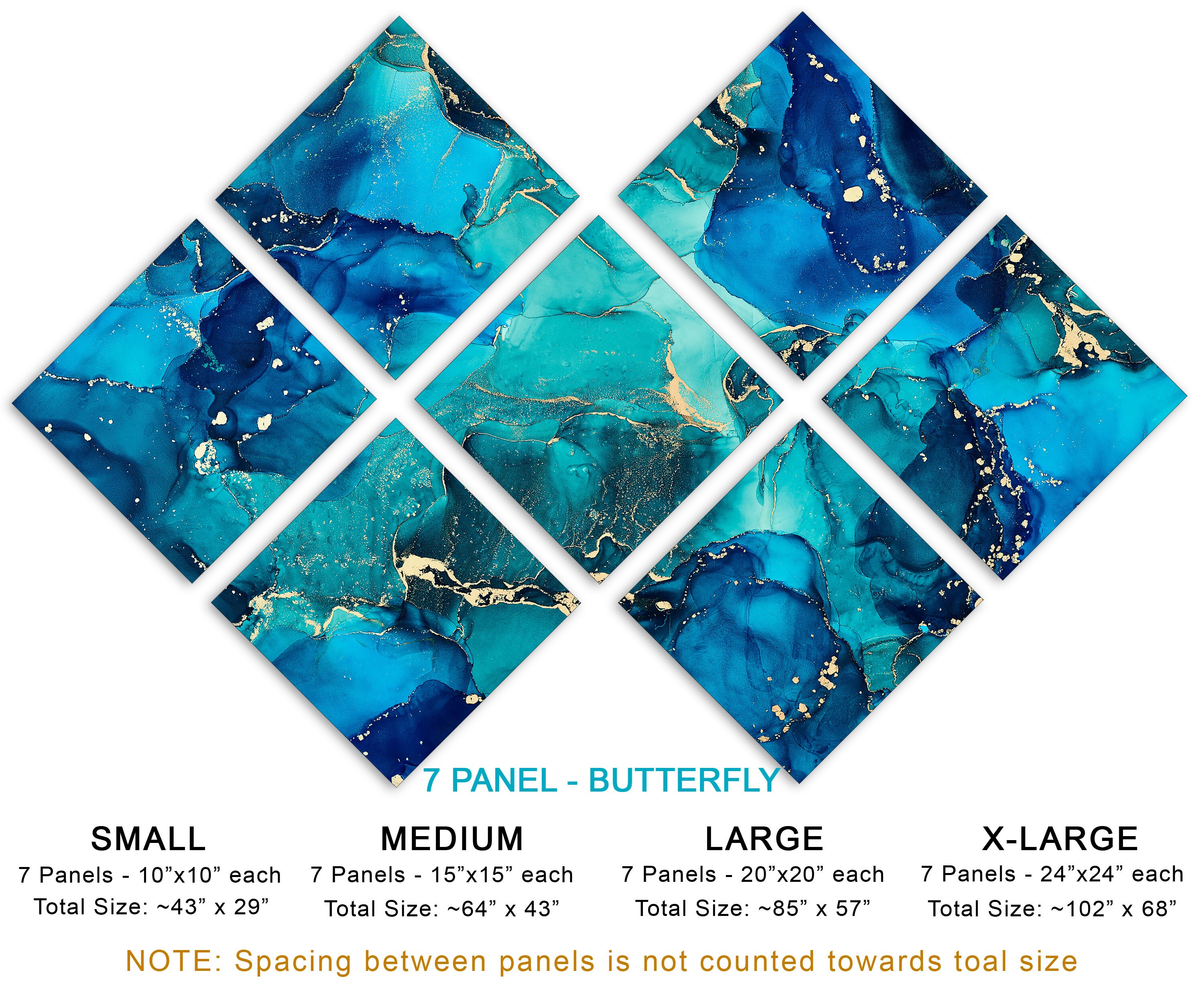 HEHGVCF Cuadros abstractos geométricos en lienzo abstracto para salón,  cuadros modernos de mármol, cuadros modernos dorados y azules, decoración  de