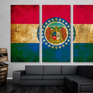 Missouri State Flag Wall Art Canvas Print Rustic Grunge - USA state flag Giclee print for home decor, wall decor & interior design