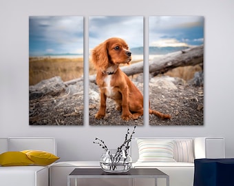 Custom Canvas Split Print. Personalized picture prints on canvas. Set of 3 or multi panel Wall Art. Any occasion pet gift for him or her