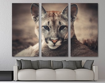 Puma Canvas Print Wall Art - Wildlife Photography Print, Cougar Animal Art, Puma Print - Giclee home art decor, wall decor, interior design