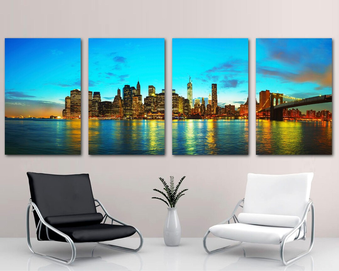 New York City Skyline Panorama Canvas Print. NYC Wall Art Cityscape ...
