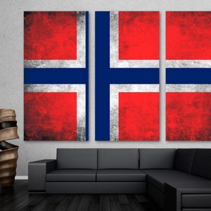 Norway Country Flag Grunge Canvas Print Wall Art - Norway Flag Art Giclee Print for home decor, room decor, wall decor, interior design