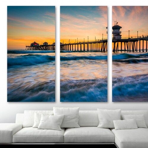 Huntington Beach Docks Canvas Print Wall Art Pacific Ocean Etsy