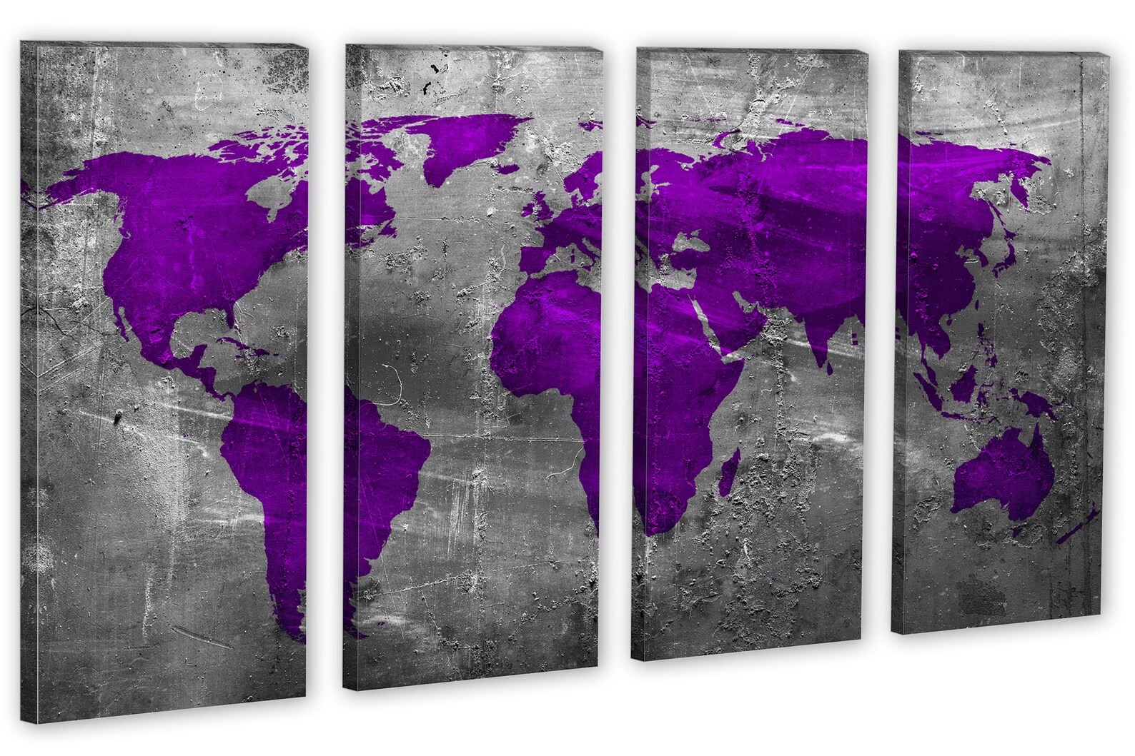 Munsell Purple Abstract World Map Canvas Print 3 Panel | Etsy