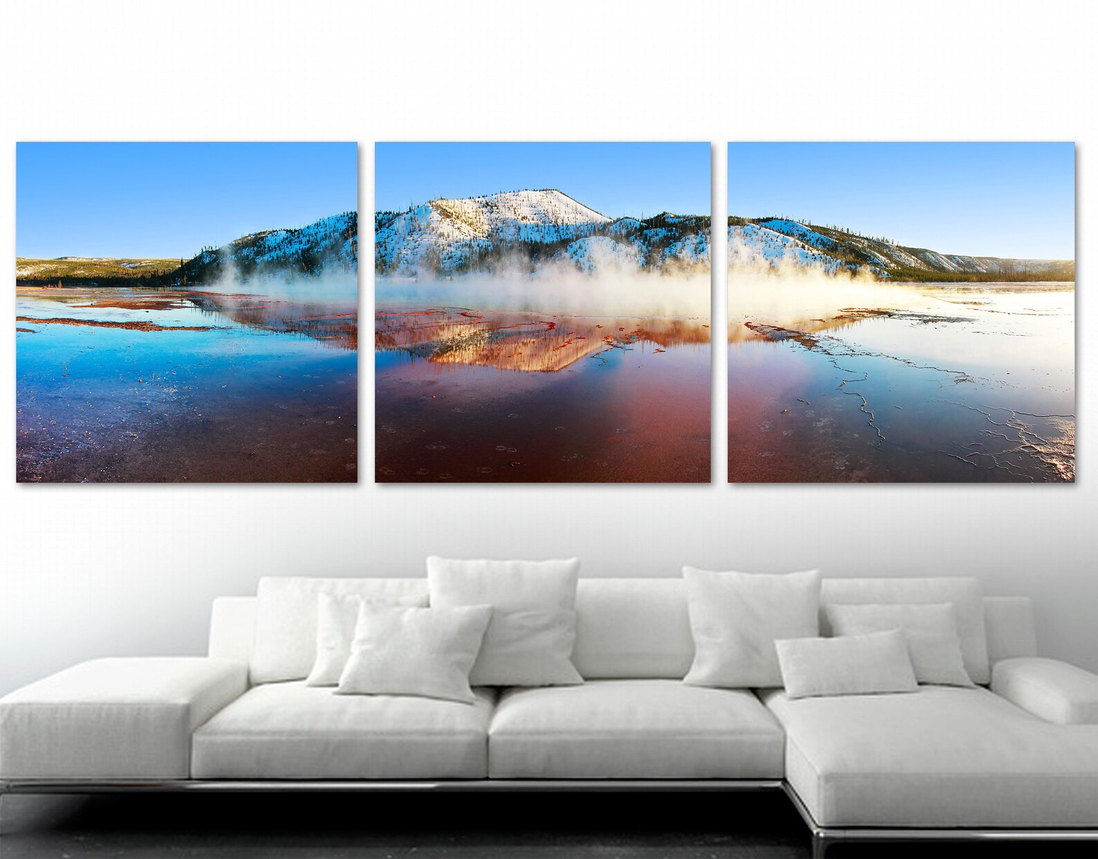 Yellowstone Canvas Print Wall Art Grand Prismatic Spring 3 Etsy España