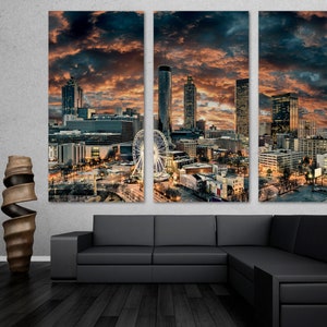 Atlanta, Georgia Wall Art Canvas dramatic cloudy skies. Atlanta GA, Atlanta Skyline Print - Giclee wall decor home decor office decor