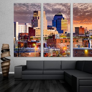Durham Skyline Canvas Print Wall Art, Durham NC, North Carolina, Durham Print, Durham Art - Giclee Home Decor, Office Decor, Wall Decor