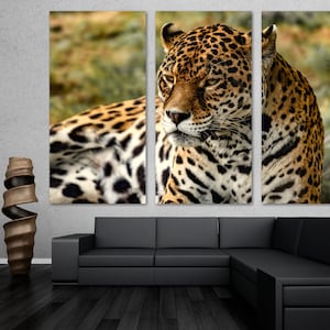 Jaguar Portrait Canvas Print Wall Art. Jaguar art, big cat wall art, wildlife art animal prints -Giclee wall decor, home decor, office decor