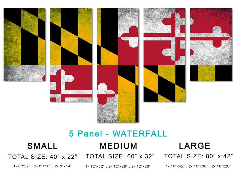 Maryland State Flag Canvas Print Grunge Effect Wall Art - USA State ...
