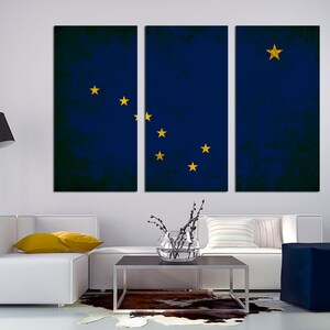 Alaska State Flag Wall Art Canvas Print Rustic grunge effect - USA state flag. Giclee for home wall decor & interior design
