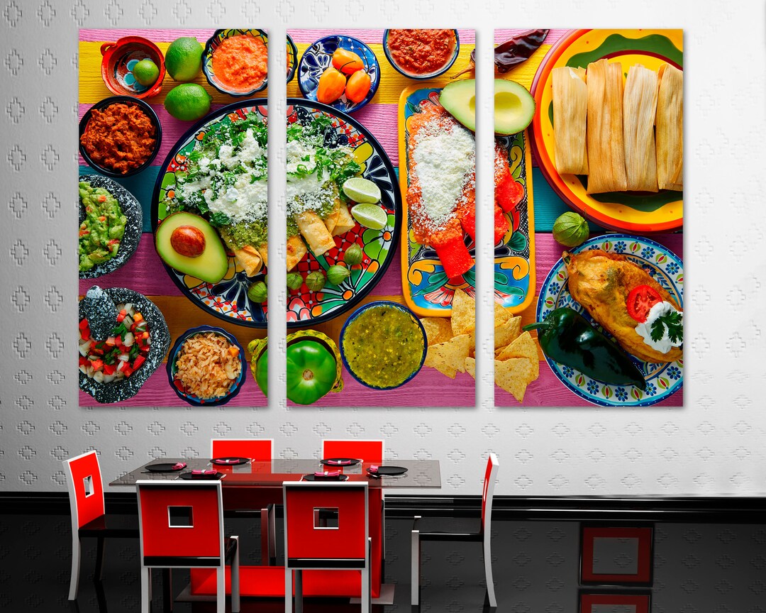Mexican Food Kitchen Wall Art Canvas Prints Decor of Green & Red ...